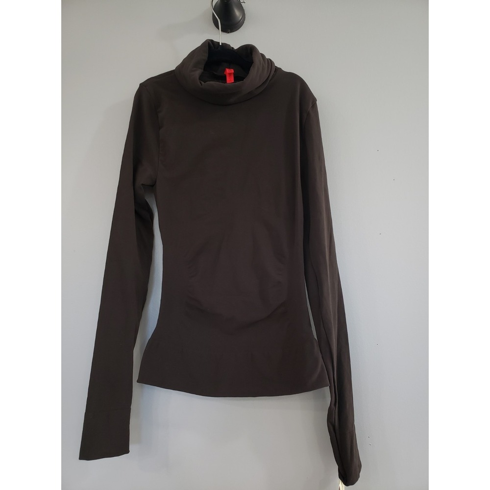 NEW SMALL Spanx On‎ Top  Turtleneck Long Sleeve Top Brown Bittersweet 973